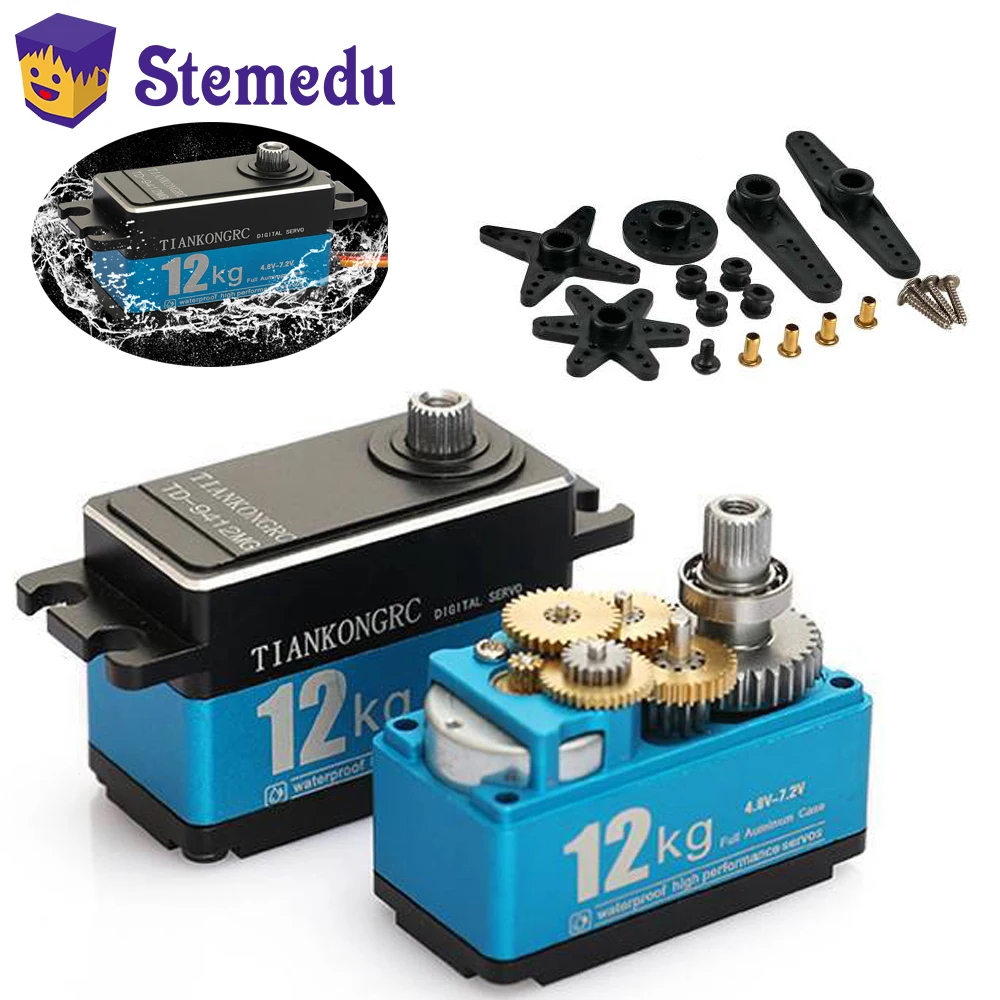 Rc Hobby Shops - デジタルカーサーボ,TD-9412MG高トルクカーボンブラシ,180, 270, 360度モーター,ショートモデル,1:10, 1:8 rcカーロボット用,12kg