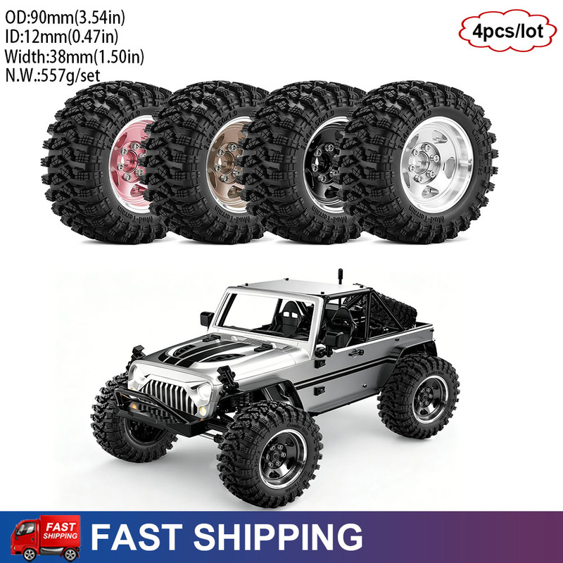 Wheel Rim Rc - 1.9インチ ビードロックホイール リム＆タイヤセット 90*38mm 1/12 1/10
