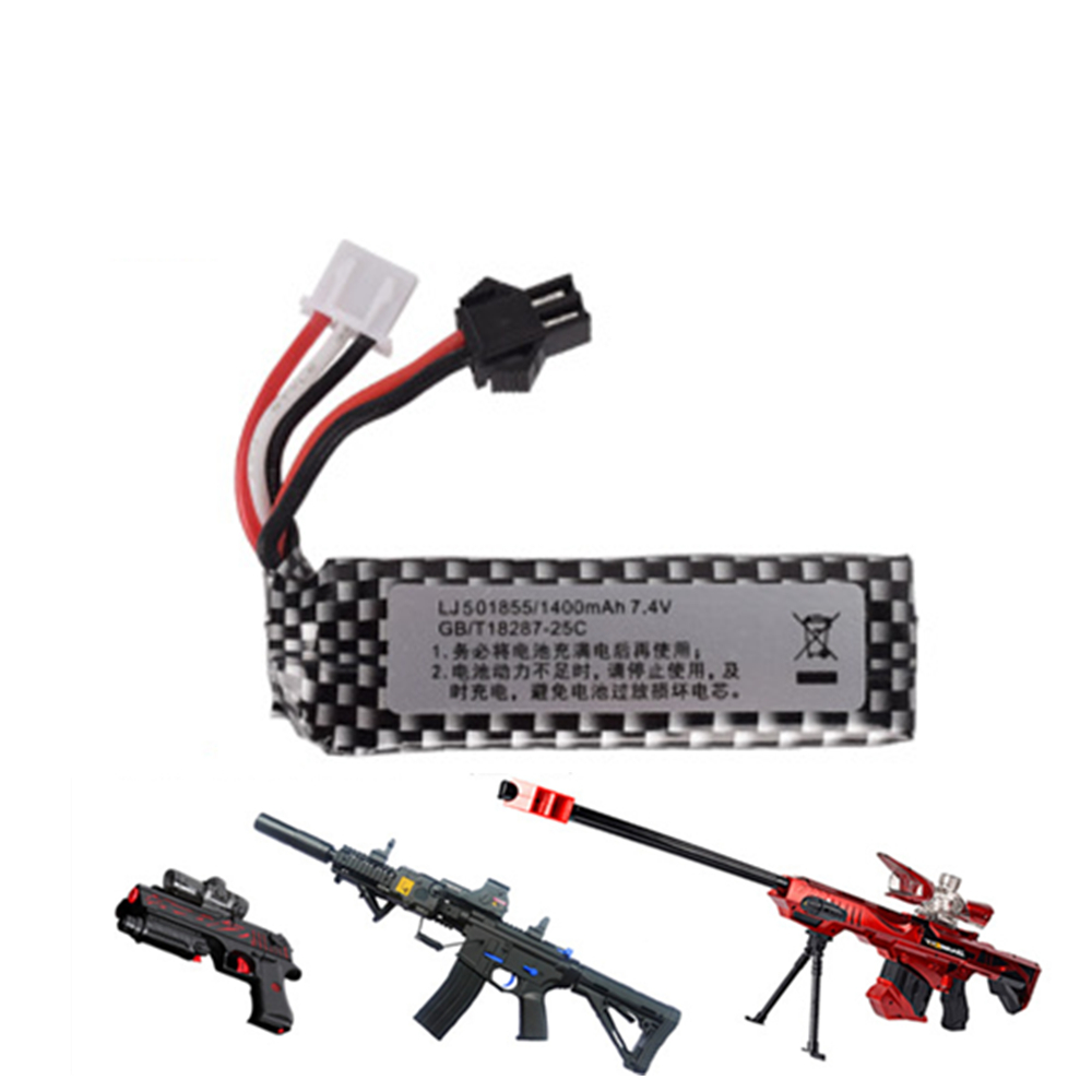 Rc Hobby Vehicles - 7.4v 1400mah 25C 501855リポ電動水鉄砲部品rcおもちゃリチウムポリマーSM-2Pバッテリー