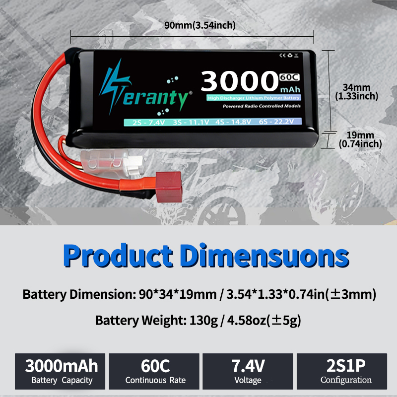 TERANTY 2S 3000mAhリポバッテリー 7.4V - Rc Hobby Vehicles のレビューと価格