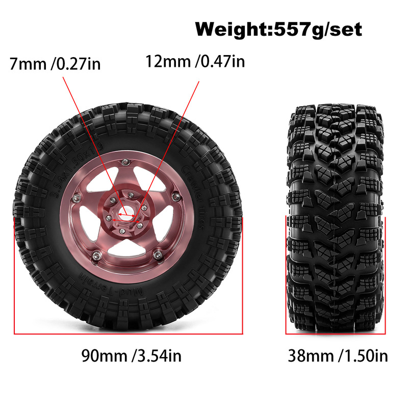 1.9インチ ビードロックホイール リム＆タイヤセット 90 - Wheel Rim Rc のレビューと価格
