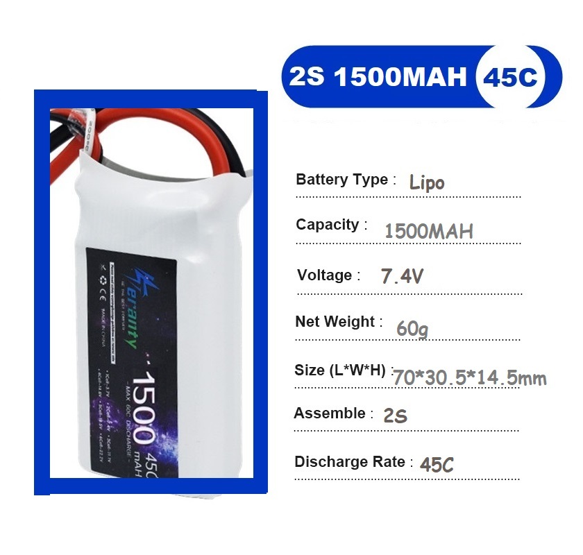 2 個 7.4V Lipo 2S バッテリー 1500mah - Rc Hobby Vehicles のレビューと価格
